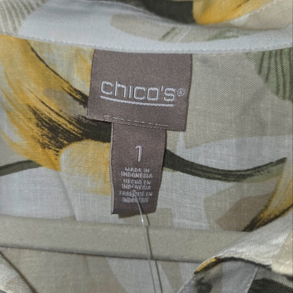 CHICO'S MODERN CALLAS SHIRT LS PATTERN -SOFT SAFFRON-SIZE 1 - Picture 2 of 4